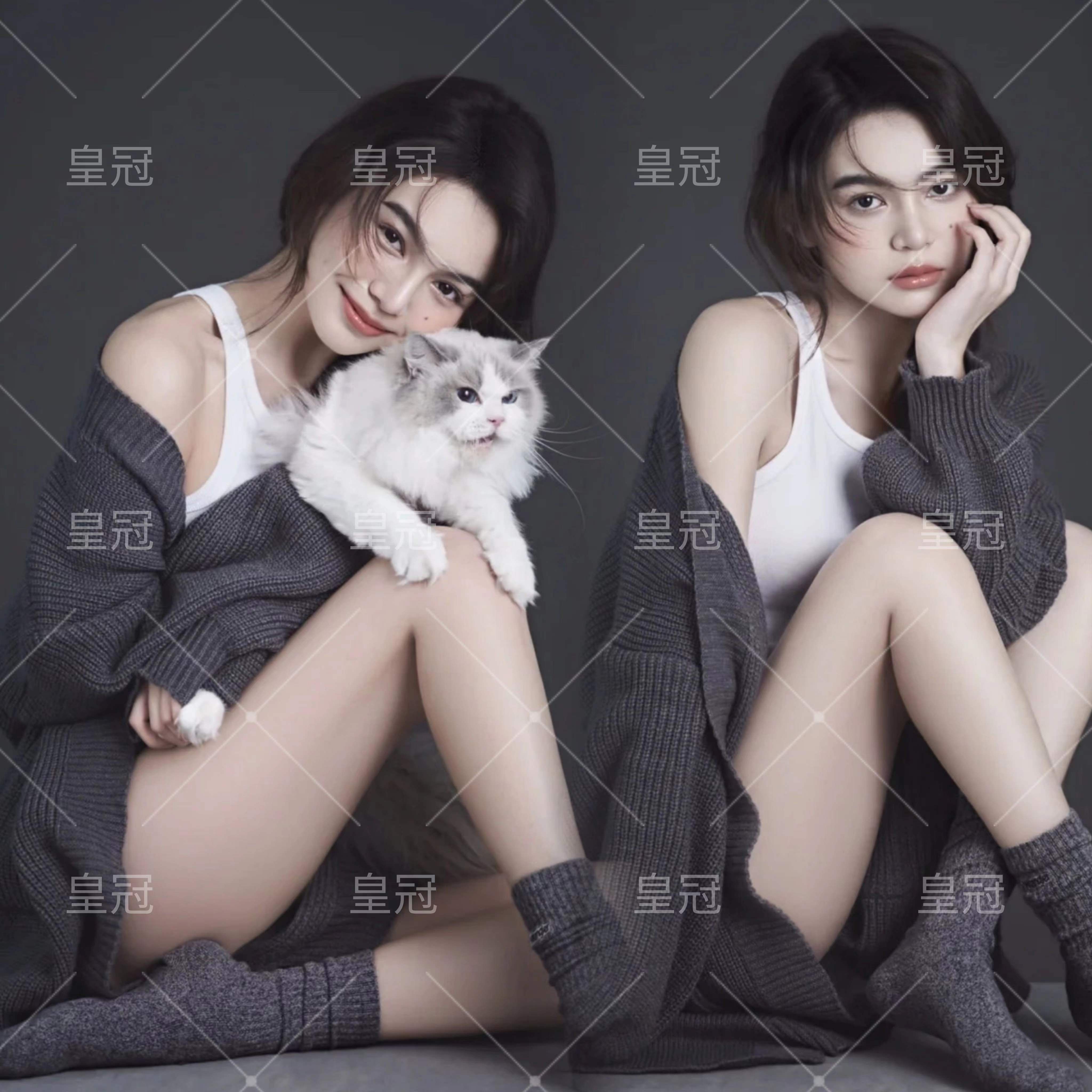 影楼工作室摄影慵懒系纯欲风毛衣开衫女孩私房艺术照主题写真服装
