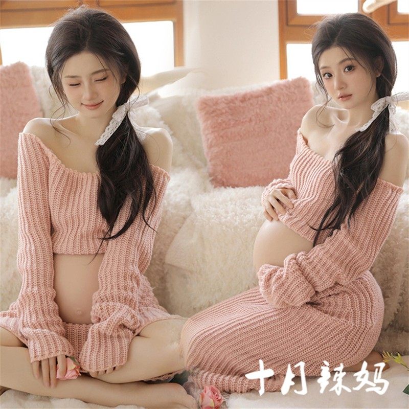 影楼孕妇照写真服装韩系慵懒纯欲风甜美性感孕妈大肚照衣服在家拍