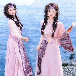 清新少女藏族藏服 西藏拉萨旅拍服装 聚酯纤维藏袍写真套装