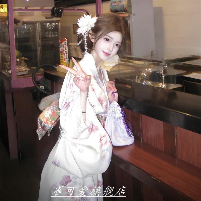 改良传统正装和服装神明少女日式和风粉色祈愿兔浴衣女复古连衣裙
