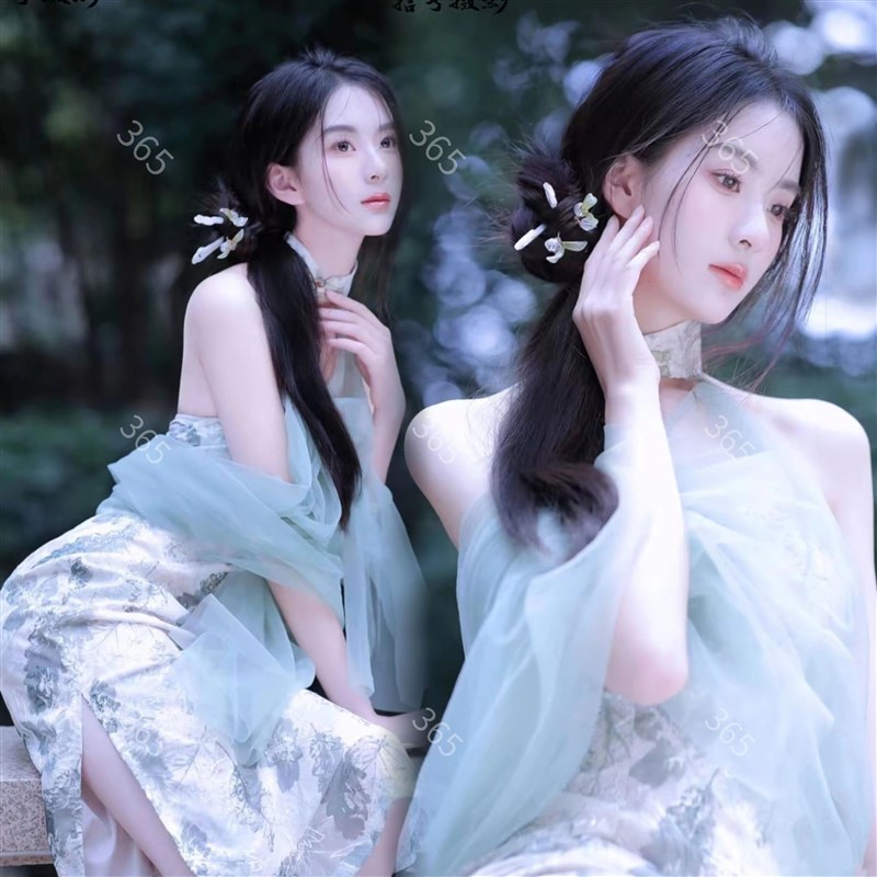 影楼新款个人写真照服装新中式清冷感复古旗袍江南美人古风艺术照