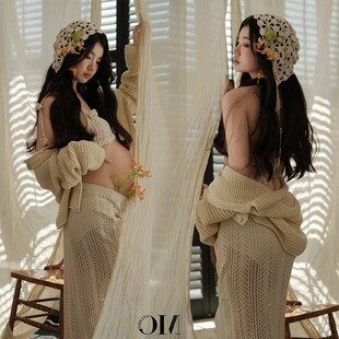 孕妇拍照服装影楼新款法式复古油画风高级感抹胸长裙礼服艺术摄影