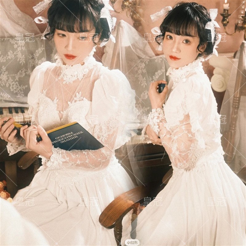 复古婚纱港风礼服法式宫廷轻婚纱影楼主题拍照少女艺术照写真服装