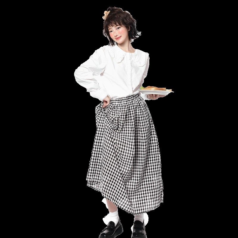 影楼新款复古格子半身裙女中长款夏薄款高腰a字防走光法式大摆裙,孕妇装/孕产妇用品/营养,影楼服装,淘宝优惠券,粉丝福利购,淘宝优惠卷