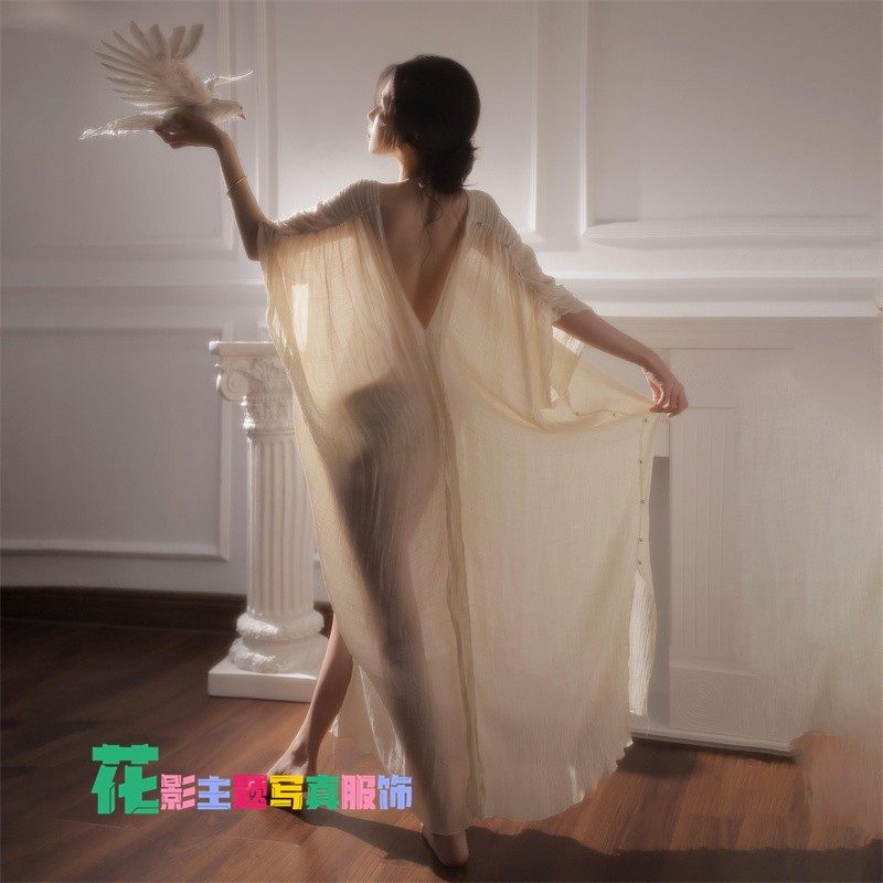 影楼复古清冷感V领连衣裙夏季慵懒风过膝度假长裙旅游海边裙,个性定制/设计服务/DIY,动漫/cos制服定制/加工,淘宝优惠券,粉丝福利购,淘宝优惠卷