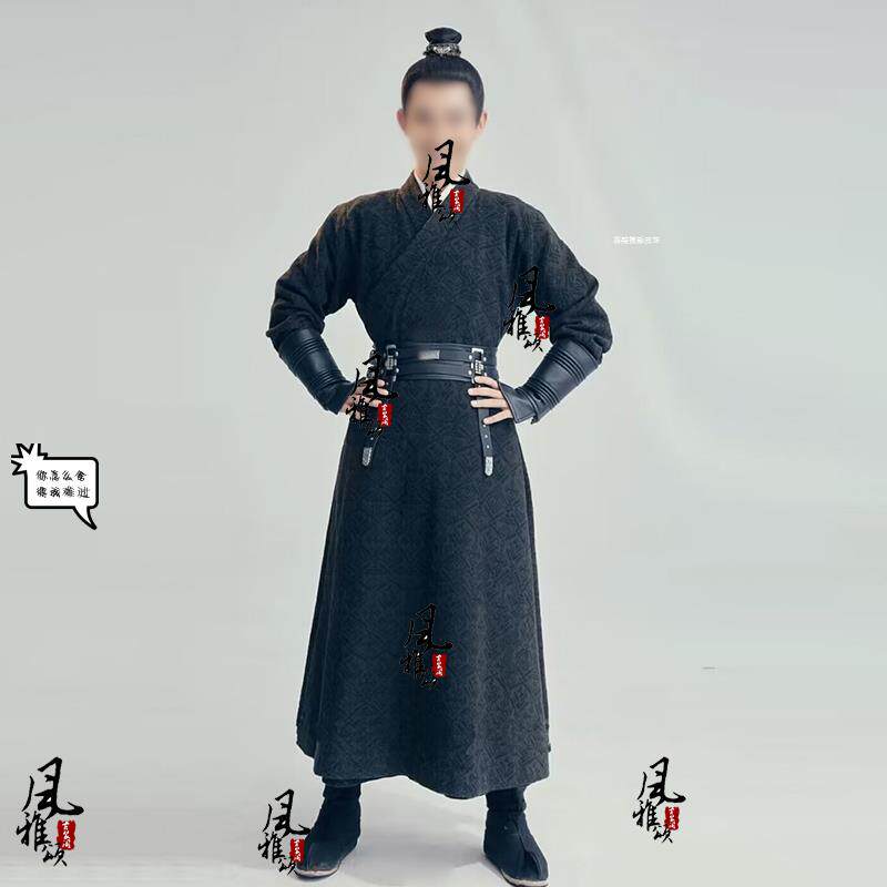 影视男士汉服黑色武侠装男剑客黑衣人夜行衣小袖衫侠客服大侠古装