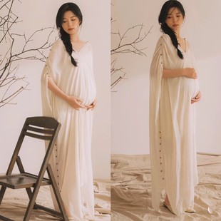 春夏新款影楼孕妇拍照摄影写真服装中国风禅意宽松连衣裙
