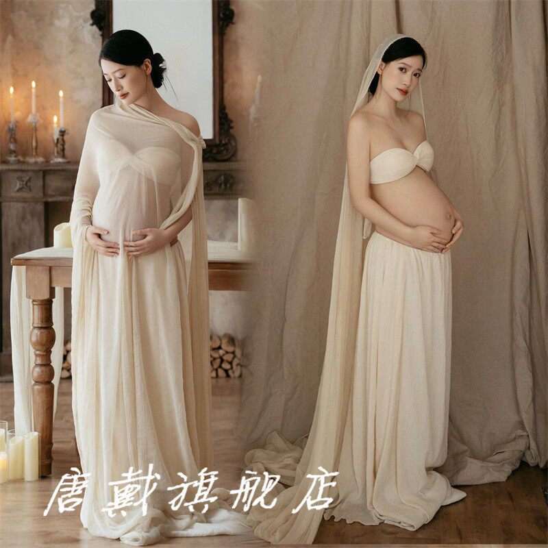 孕妇拍照服装纯欲风氛围感影楼摄影孕妈大肚照衣服在家拍摄影服