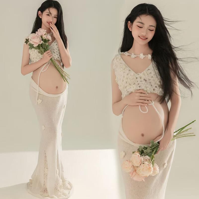 孕妇可爱在家拍新款秋冬温暖拍照服装影楼摄影写真艺术照