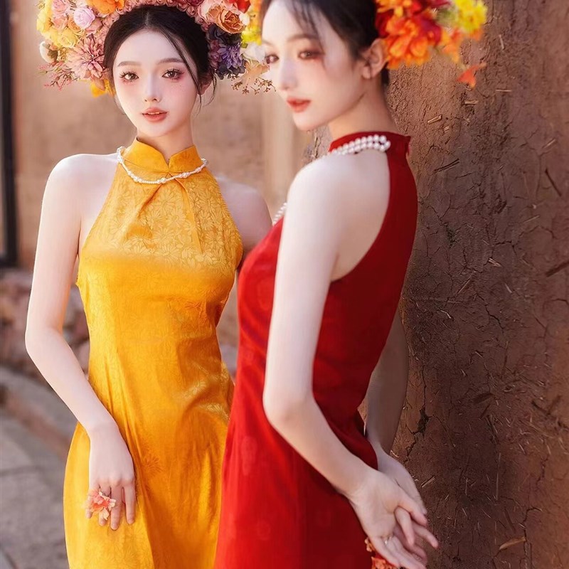 泉州浔埔女簪花旅拍闺蜜写真服装复古旗袍民族风外景拍照摄影服