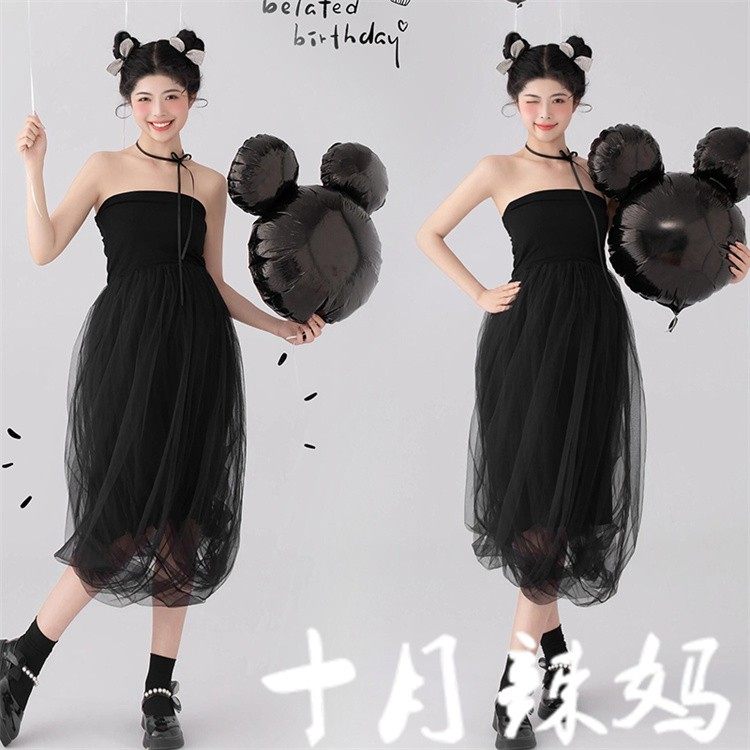 影楼新款小清新孕妇照服装室内简约风孕妈大肚照黑色连衣裙在家拍,男装,其他民族服装,淘宝优惠券,粉丝福利购,淘宝优惠卷