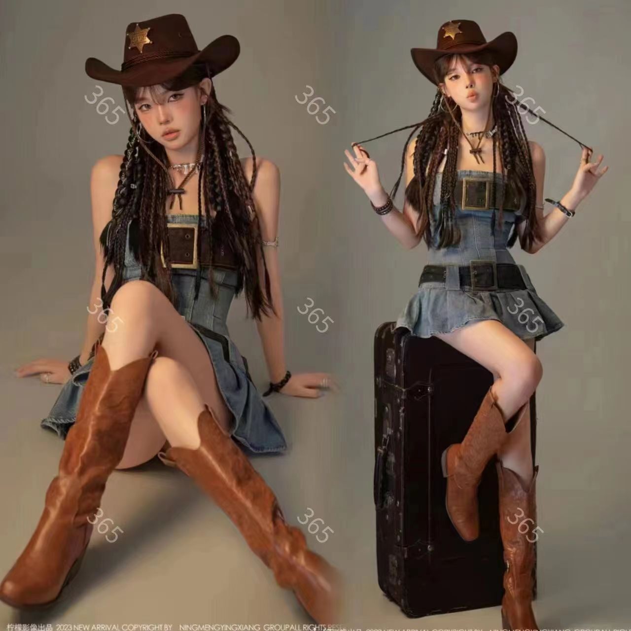 影楼新款辣妹西部牛仔风写真少女艺术照摄影性感时尚舞台演出服装