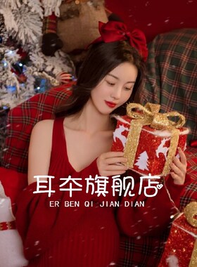 新年圣诞主题孕妇拍照服装秋冬新款针织连衣裙艺术照写真摄影套装