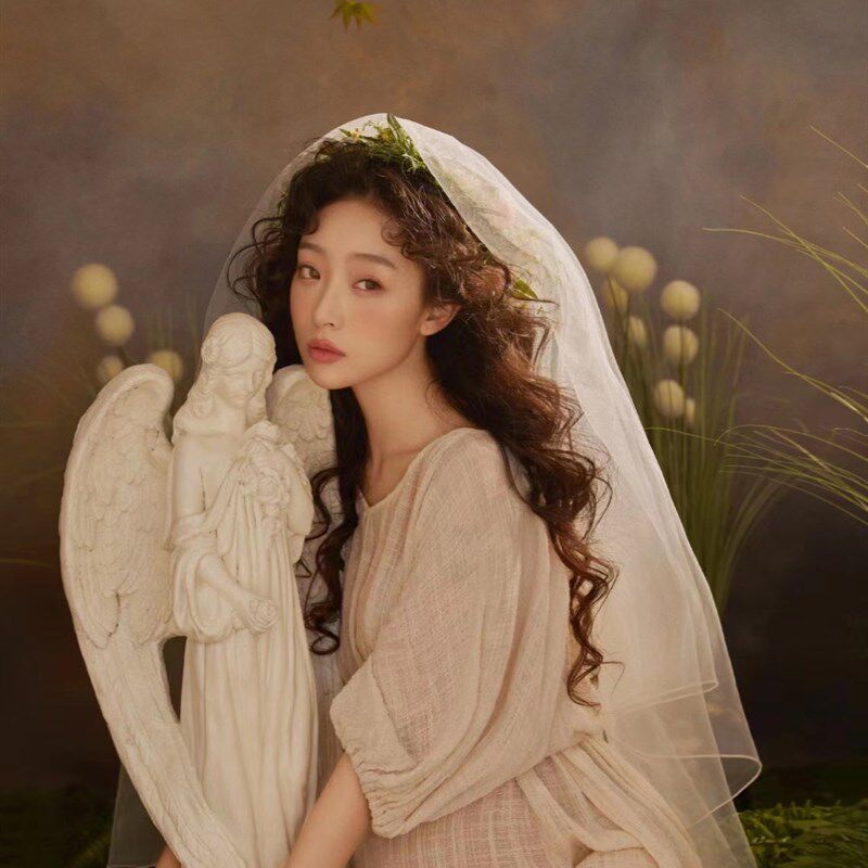 孕妇摄影服装新复古美学油画风格照片棉麻服装怀孕妈咪艺术摄影服