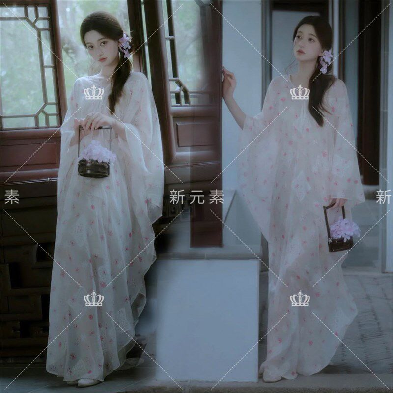 照相馆新款仙女风碎花洋装两件套绝美穿搭浪漫舞台写真摄影套装