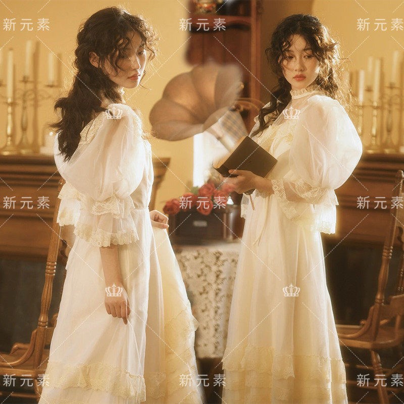 写真婚纱复古港风轻婚纱法式油画风高级感少女洋装照相馆摄影服装