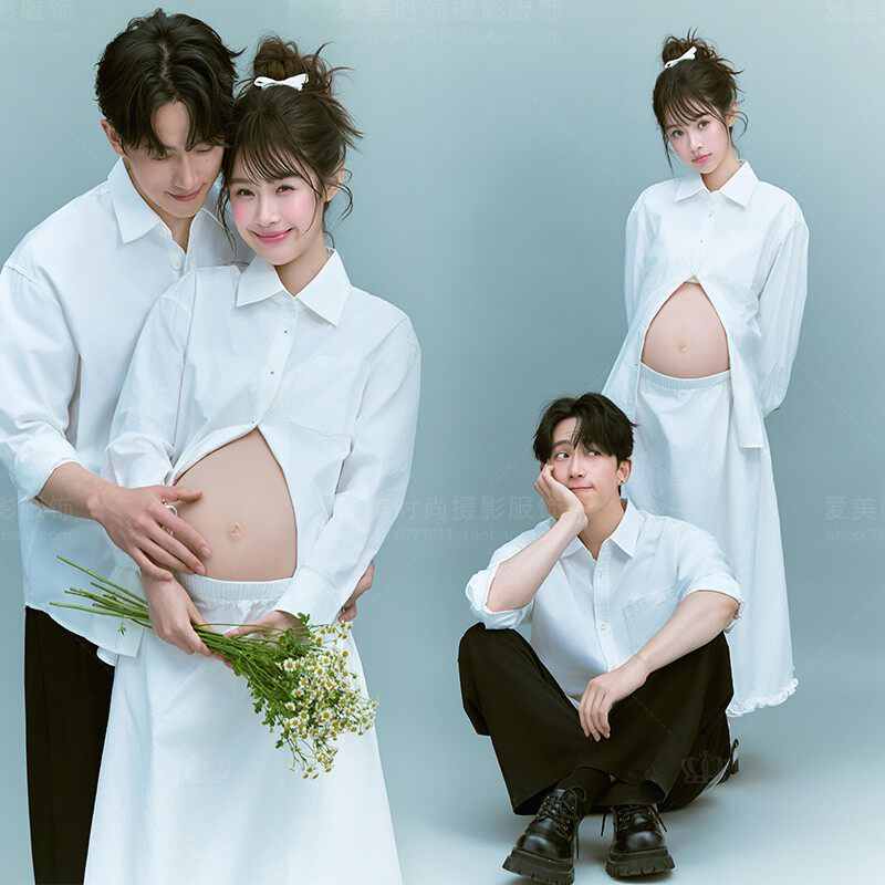 孕妇装拍照服装影楼新款复古明制旗袍大肚孕妈咪写真国风摄影衣服