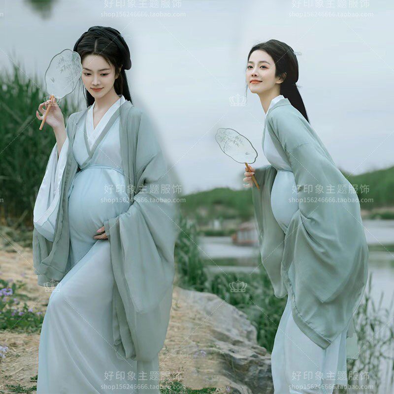 孕妇照服装影楼新款复古新中式骨相美清冷感国风孕妈咪拍照摄影服