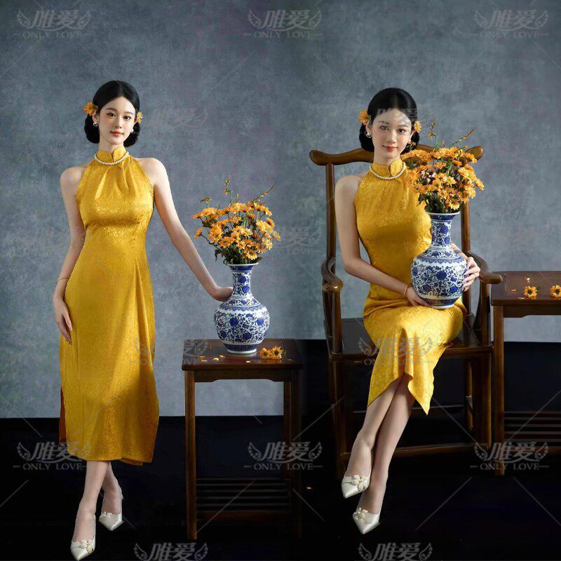 2026新款影楼复古高级氛围感民国风新中式旗袍气质写真摄影服装