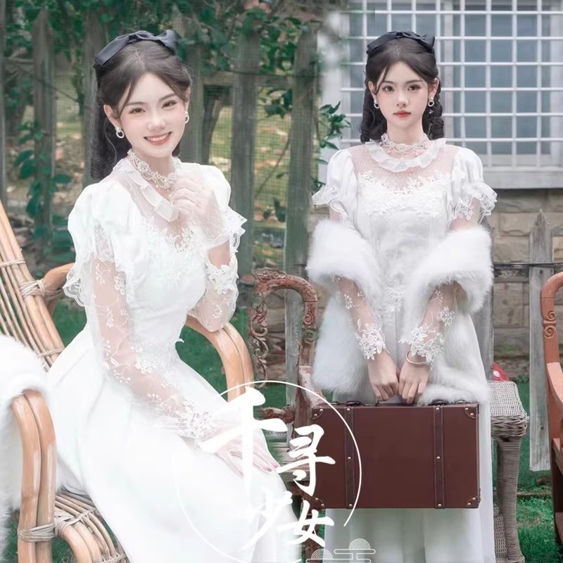 影楼主题服装复古婚纱港风法式宫廷拍照情侣街拍80年代礼服写真服