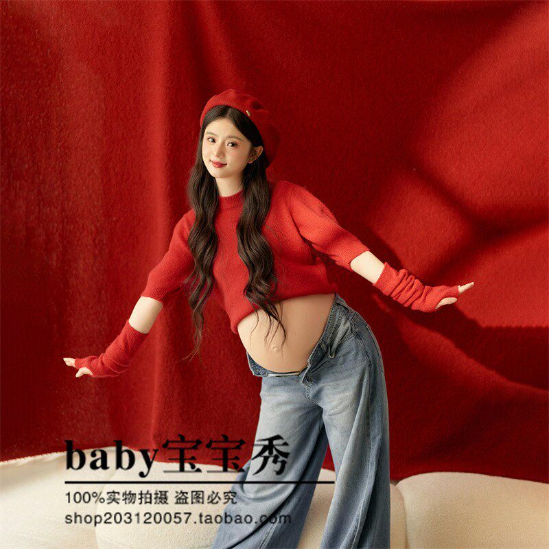 照相馆写真孕妇装新款温柔风主题新年孕妈咪可爱甜美艺术风拍摄服