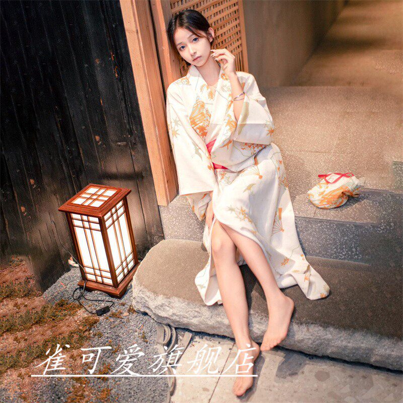 神明少女和服套装日式拍照服装女日系写真衣服 改良樱花和服浴衣