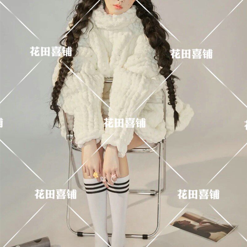 2026影楼新款主题白色粗线毛衣写真时尚个性女艺术照摄影服装