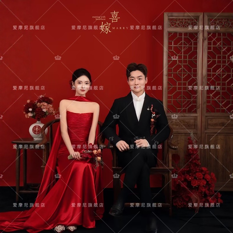 敬酒服新娘法式抹胸高级感订婚结婚礼服小众晨袍红色中式连衣裙女