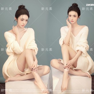 奶油风主题个人肖像写真毛衣室内慵懒氛围纯欲少女艺术照摄影服装