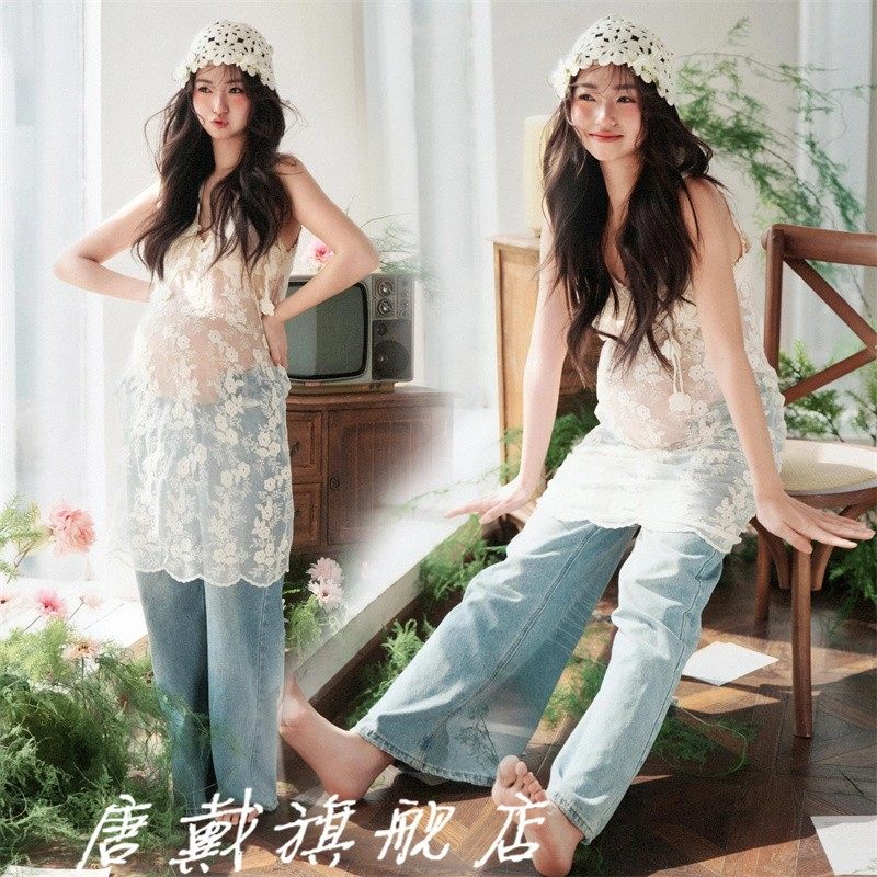 影楼新款摄影写服饰真孕妇拍照连衣裙可爱小清新孕妈艺术照服饰