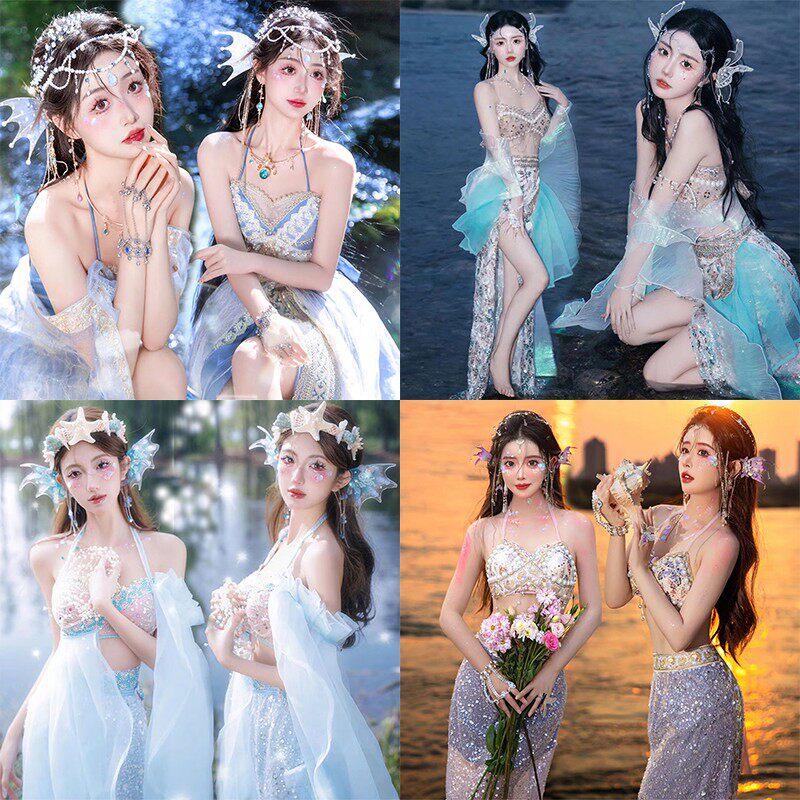 爆款人鱼公主西双版纳主题写真服装度假海边旅拍梦幻精灵唯美少女