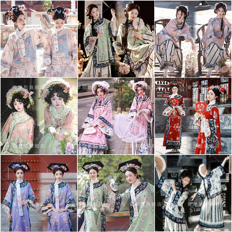 影楼新款中国风清朝宫廷古装汉服格格服新中式上衣马面裙摄影服装