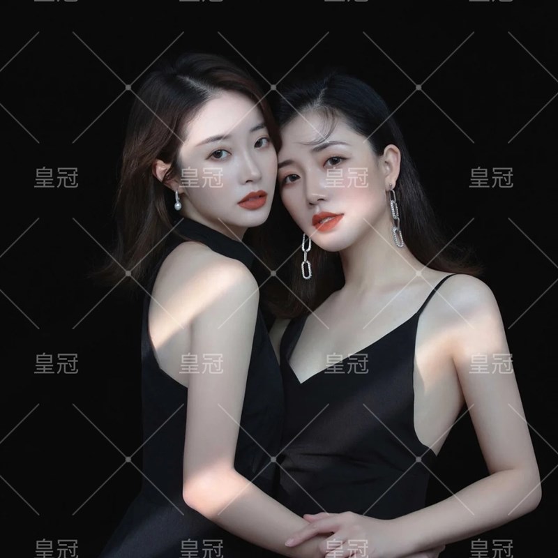 影楼展会新款闺蜜主题写真摄影服装性感时尚黑色礼服姐妹装拍摄服