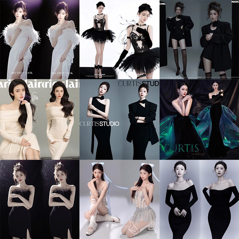 新款影楼个人拍照情绪肖像写真简约氛围感女孩私房艺术照摄影服装