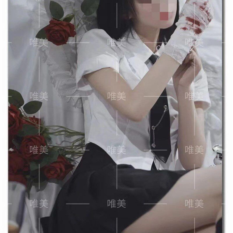 影楼新款甜酷学院风暗黑系少女主题写真慵懒天使摄影服装演出礼服