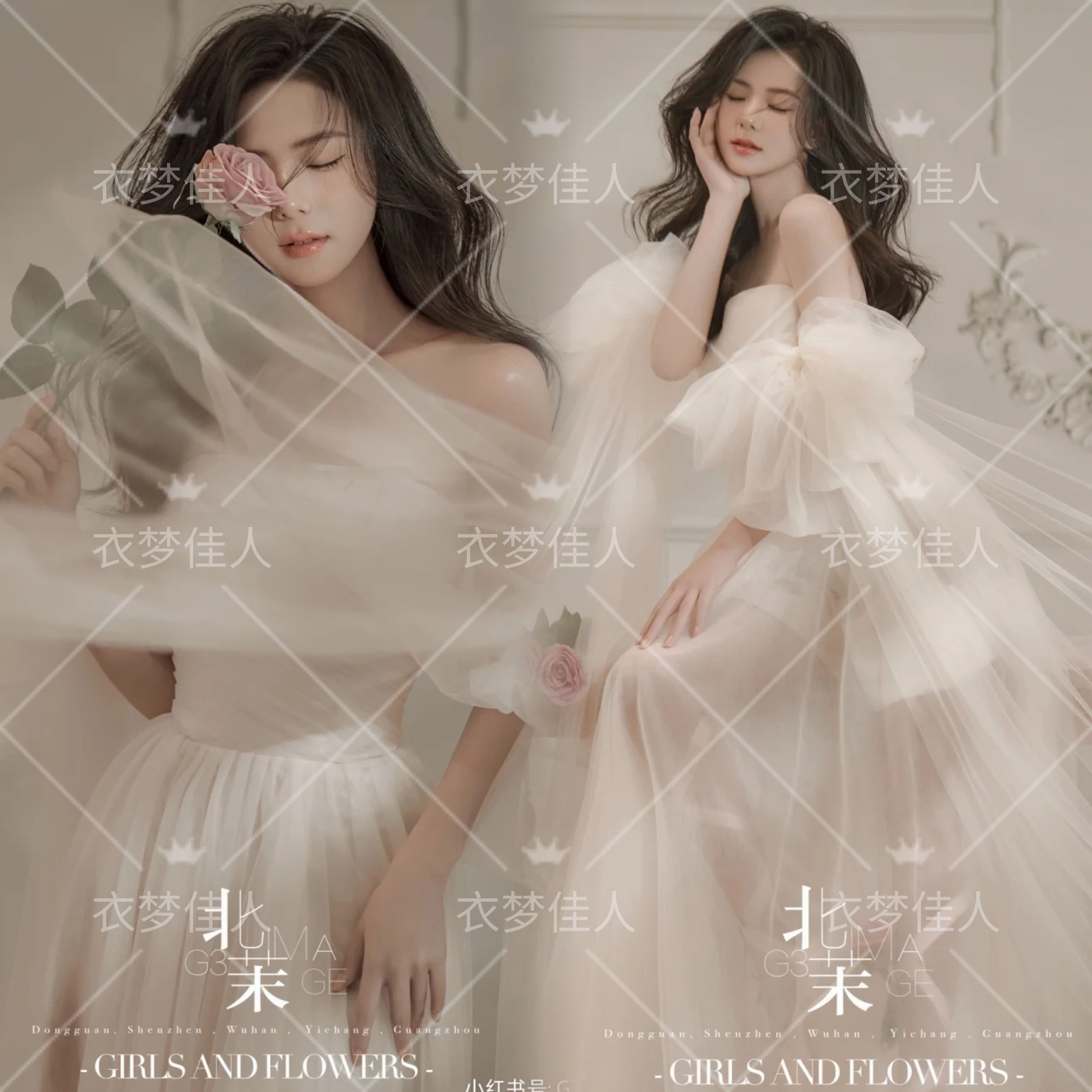 影楼写真拍照蕾丝婚纱少女梦幻甜美礼服艺术照法式优雅氛围感纱裙