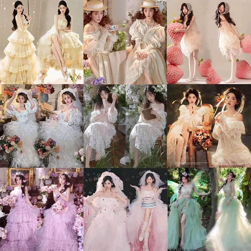 影楼生日派对主题公主风写真服装韩系唯美画报风少女艺术照摄影服