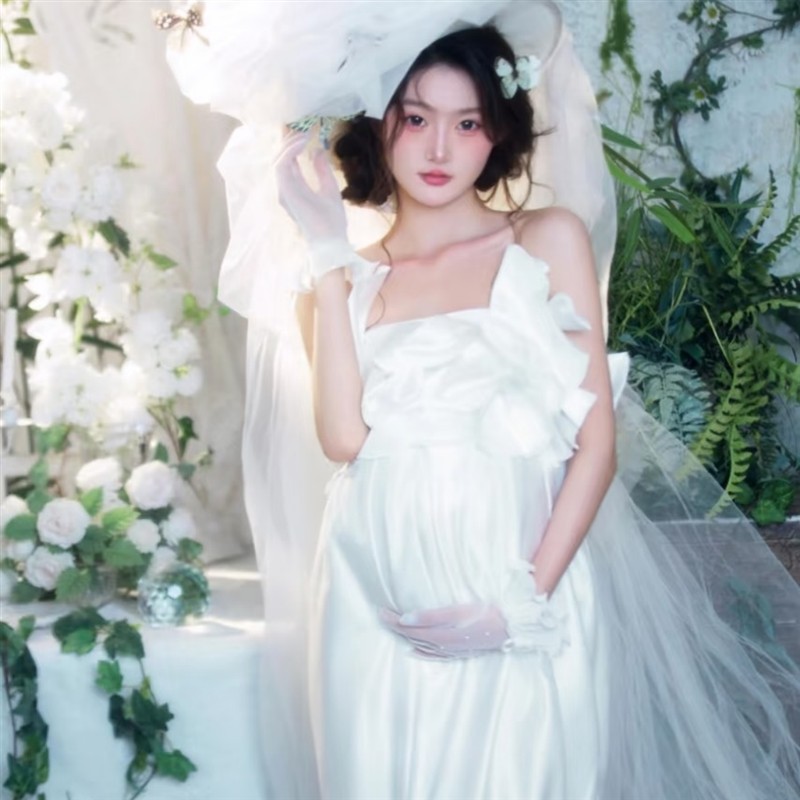 照相馆新款孕妇照服装时尚森系小清新抹胸礼服孕妈大肚拍照摄影衣