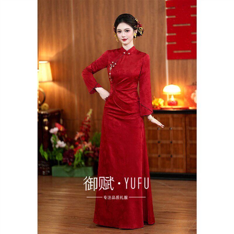 新中式旗袍敬酒服新娘2026新款红色订婚宴礼服裙出阁结婚高端大气