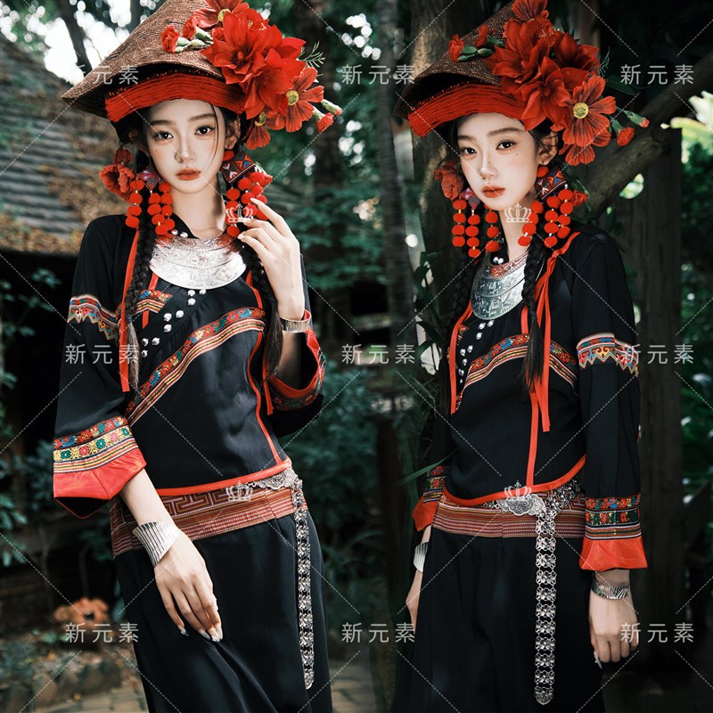 照相馆新款布朗族服装少数民族风贵州云南写真苗族少女摄影旅拍服