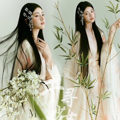 影楼新款中式清新脱俗清冷感白月光氛围个人肖像写真艺术照摄影服