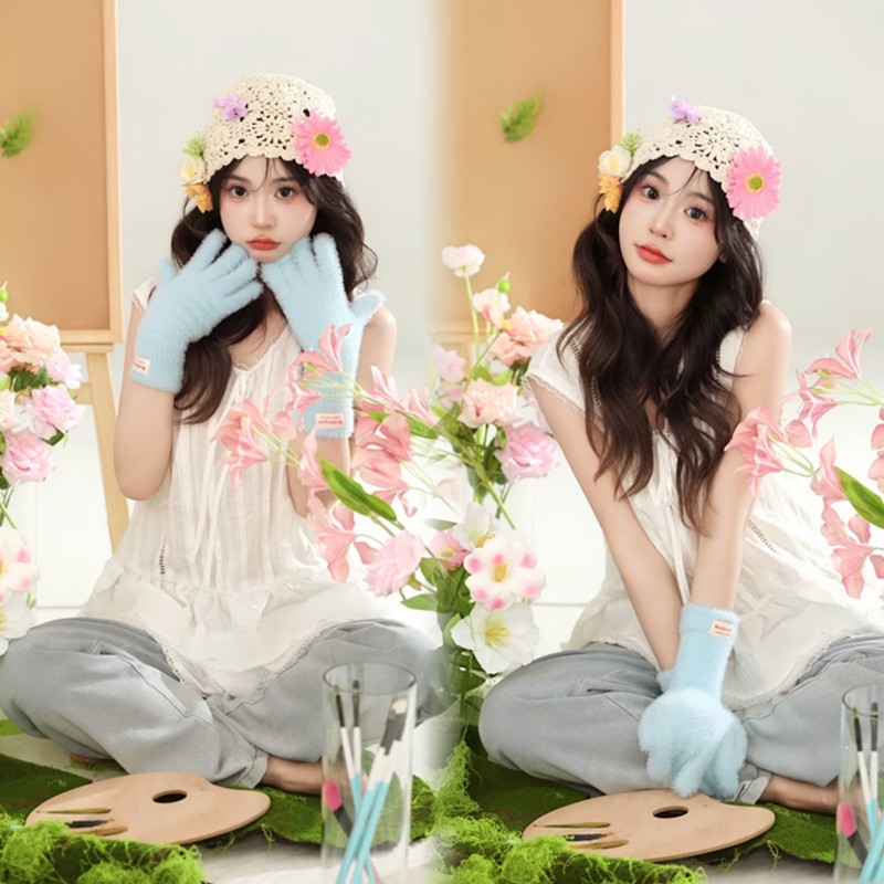 早春韩系甜美小清新少女画报风拍照主题照相馆新款艺术照摄影服装