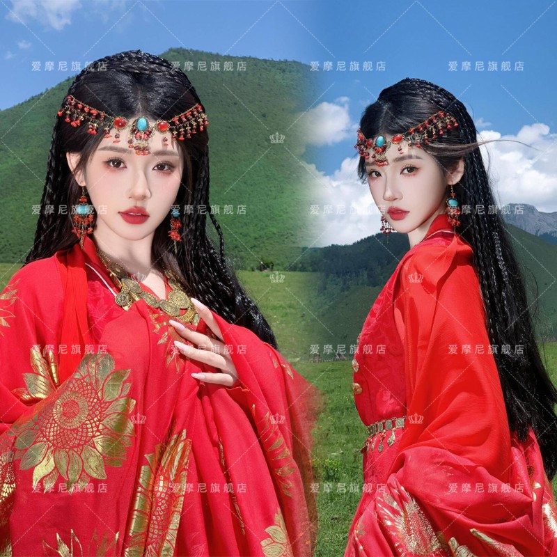 异域风情民族风影楼旅拍服装东宫小枫古装汉服红色藏族藏袍摄影服