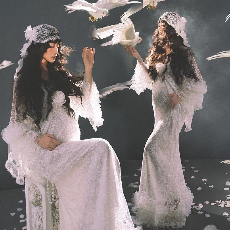 孕妇写真服装影楼法式复古蕾丝礼服连衣裙油画风孕妈咪大肚照写真,男装,其他民族服装,淘宝优惠券,粉丝福利购,淘宝优惠卷