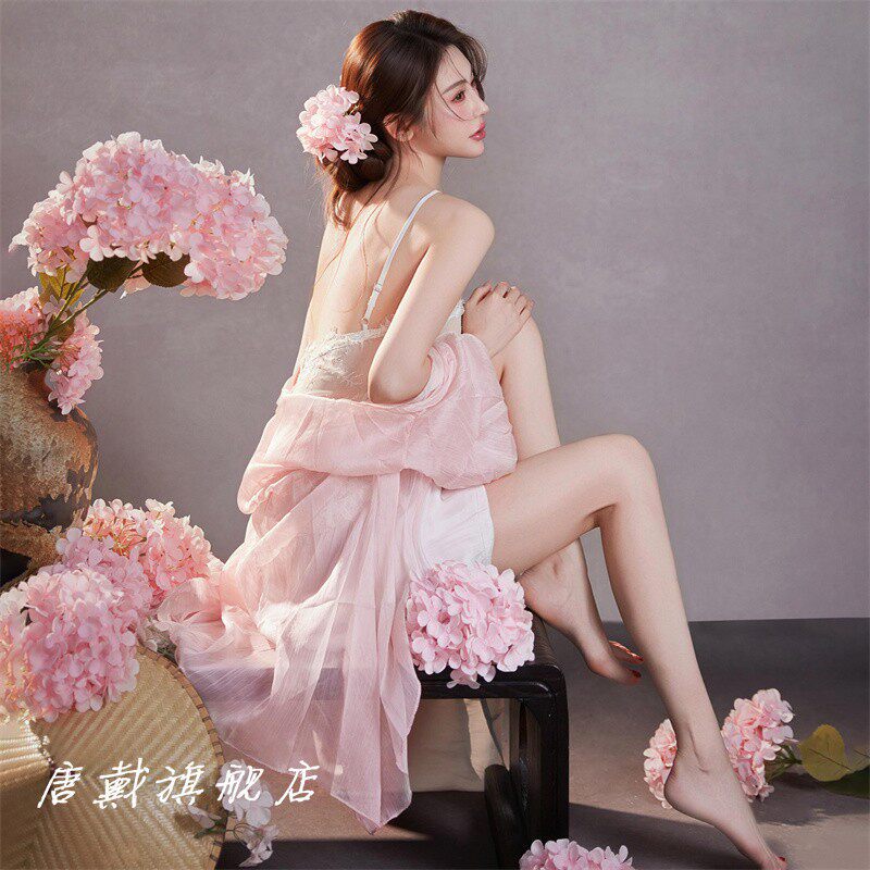 影楼梦幻仙女风白色蕾丝吊带长款纱裙女影楼摄影服装氛围感轻奢