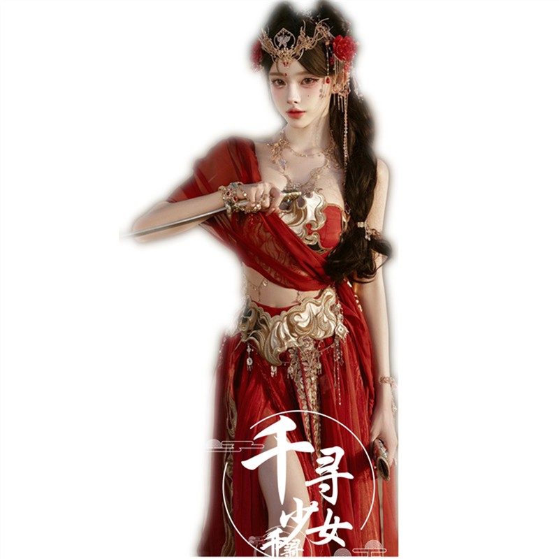 影楼新款古风红色舞蹈服女敦煌飞天西域公主异域风情旅拍摄影服装