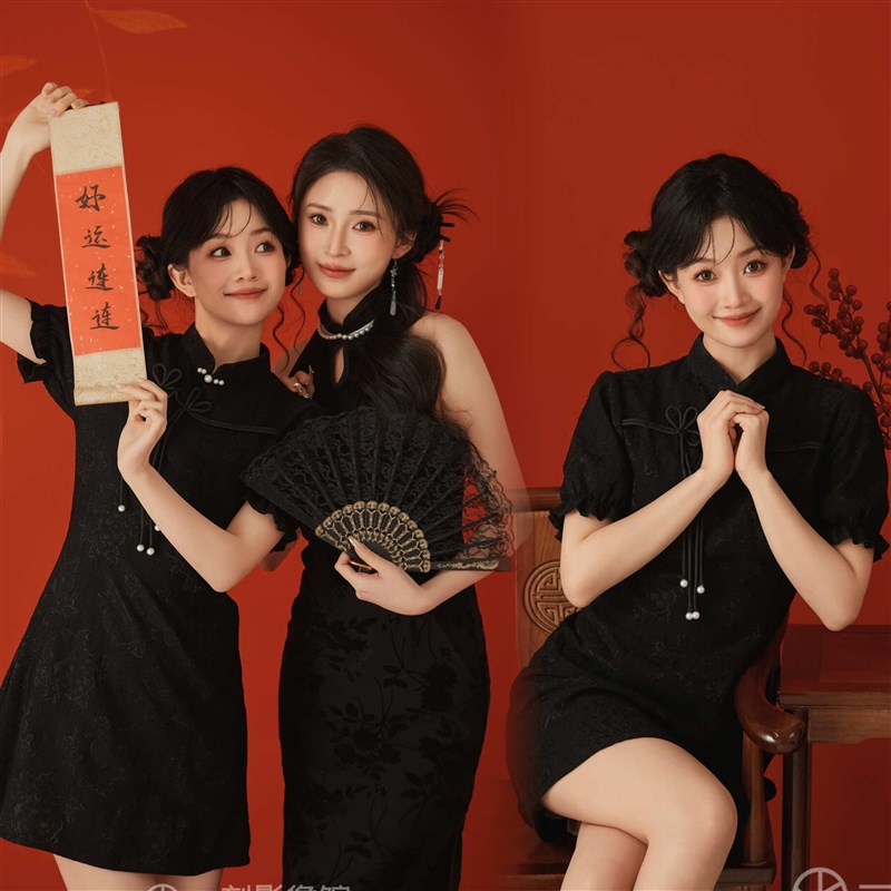 2025新款影楼主题拍照新中式国风新春写真闺蜜旗袍艺术照摄影服装