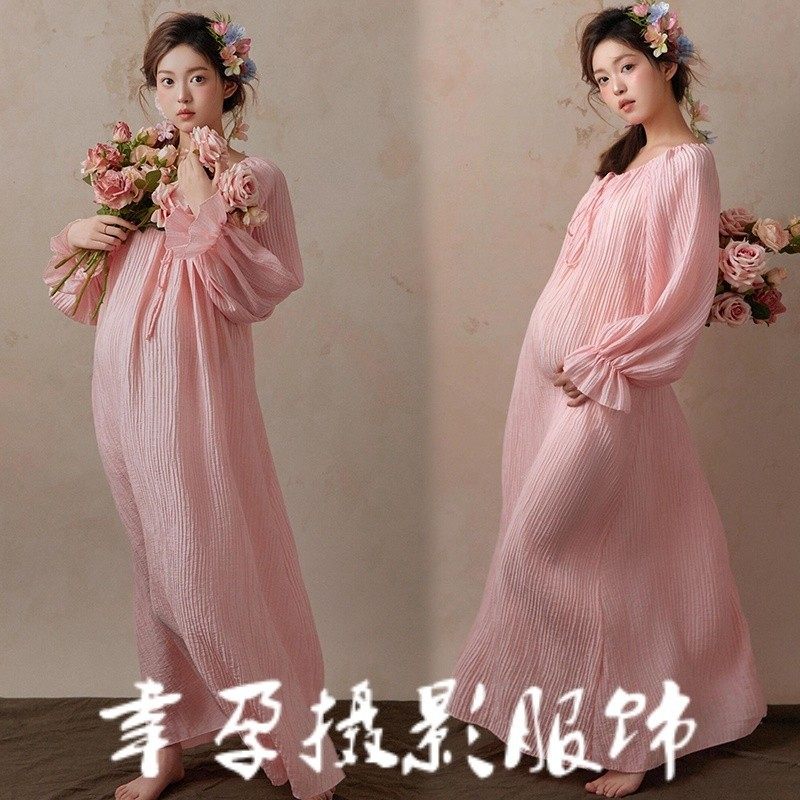 新款孕妇拍照服装复古唯美风粉色连衣裙孕妈咪大肚照拍照摄影衣服,户外/登山/野营/旅行用品,其他户外服装,淘宝优惠券,粉丝福利购,淘宝优惠卷