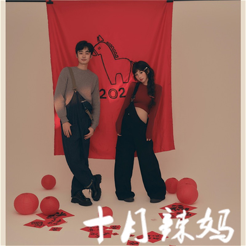 孕妇摄影服装照相馆新款情侣居家慵懒风韩系高级感孕妇照衣服在家