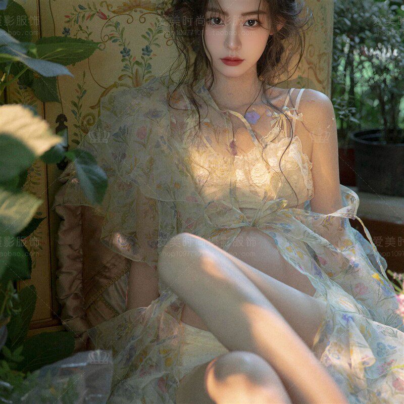 孕妇主题影楼服装网纱连衣裙女田园风唯美孕妈咪氛围感写真裙摄影
